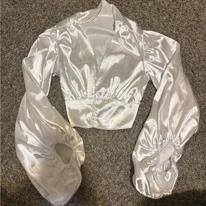 Elegant White Satin Women's Top